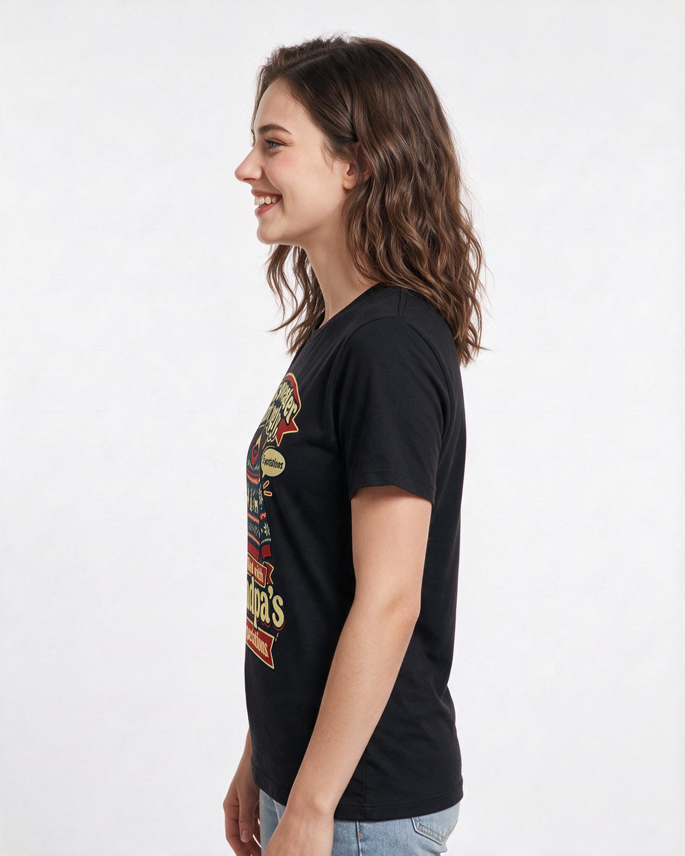 Christmas Black T-Shirt for Women – Holiday Theme Graphic Tee product image 2