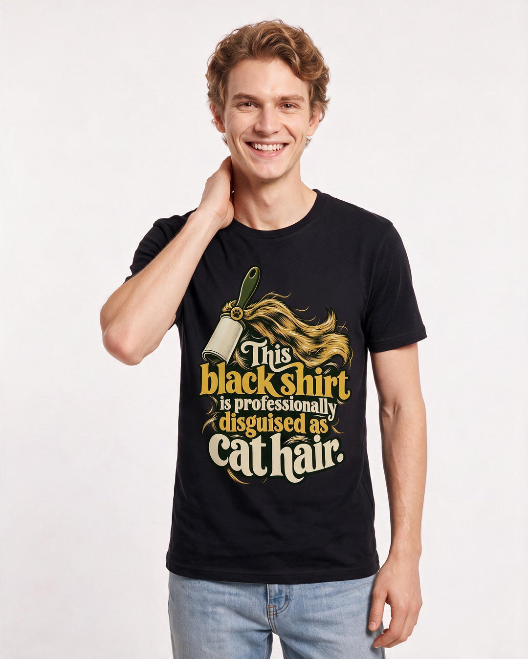 Cat Lover Black T-Shirt for Men – Everyday Expression Graphic Tee product image 1