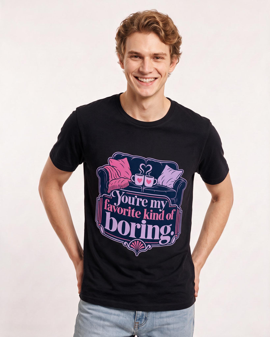 Couples Black T-Shirt for Men – Everyday Expression Graphic Tee product image 1