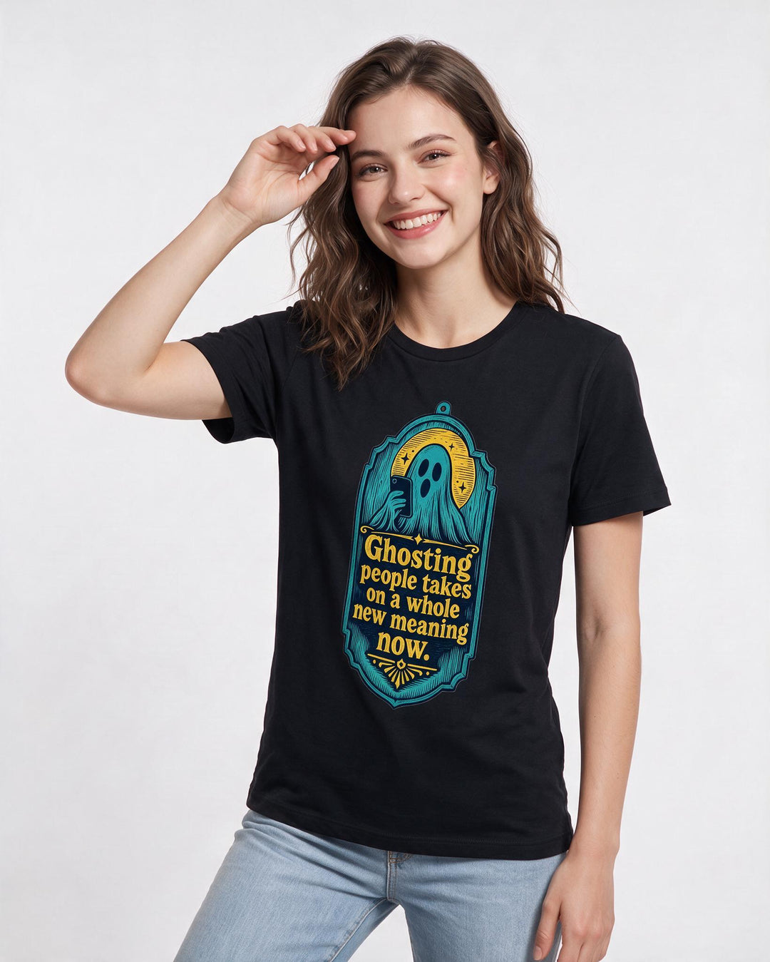 Halloween Women's Black T-Shirt - Ghosting people takes on a whole new product image 3