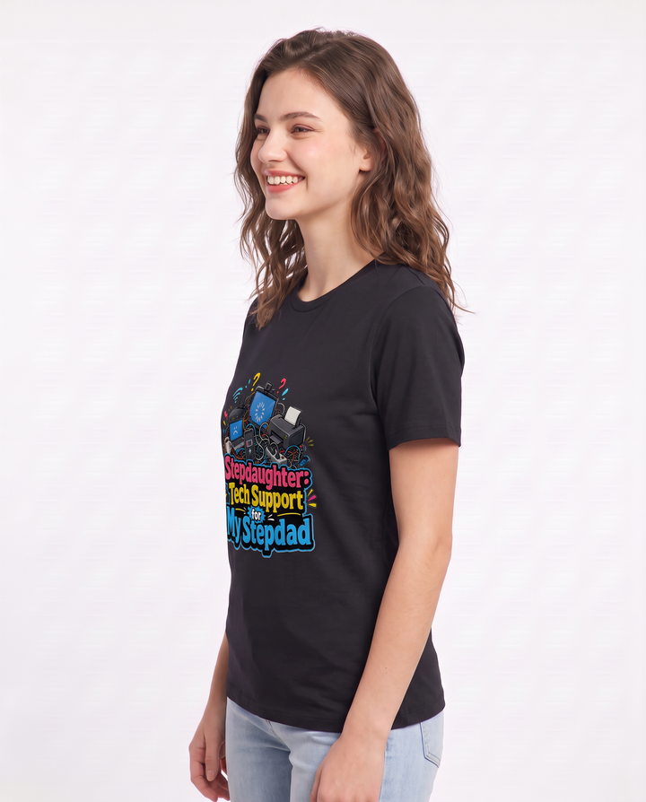 Stepdaughter: Tech Support for My Stepdad Women's Black T-Shirt product image 3