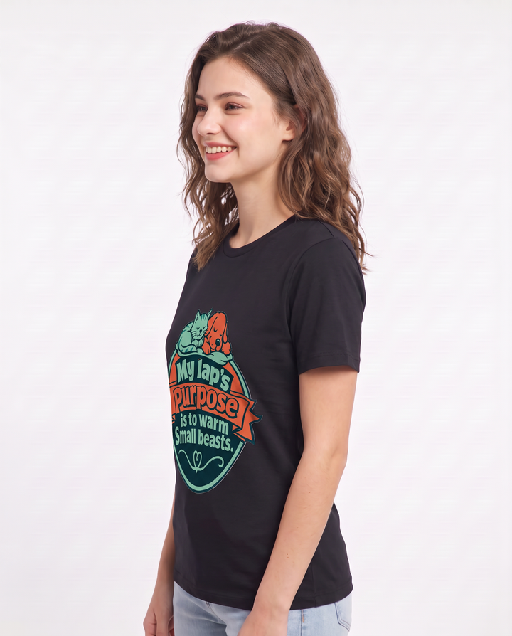 Graphic Women's Black T-Shirt - My lap's purpose is to warm small product image 2