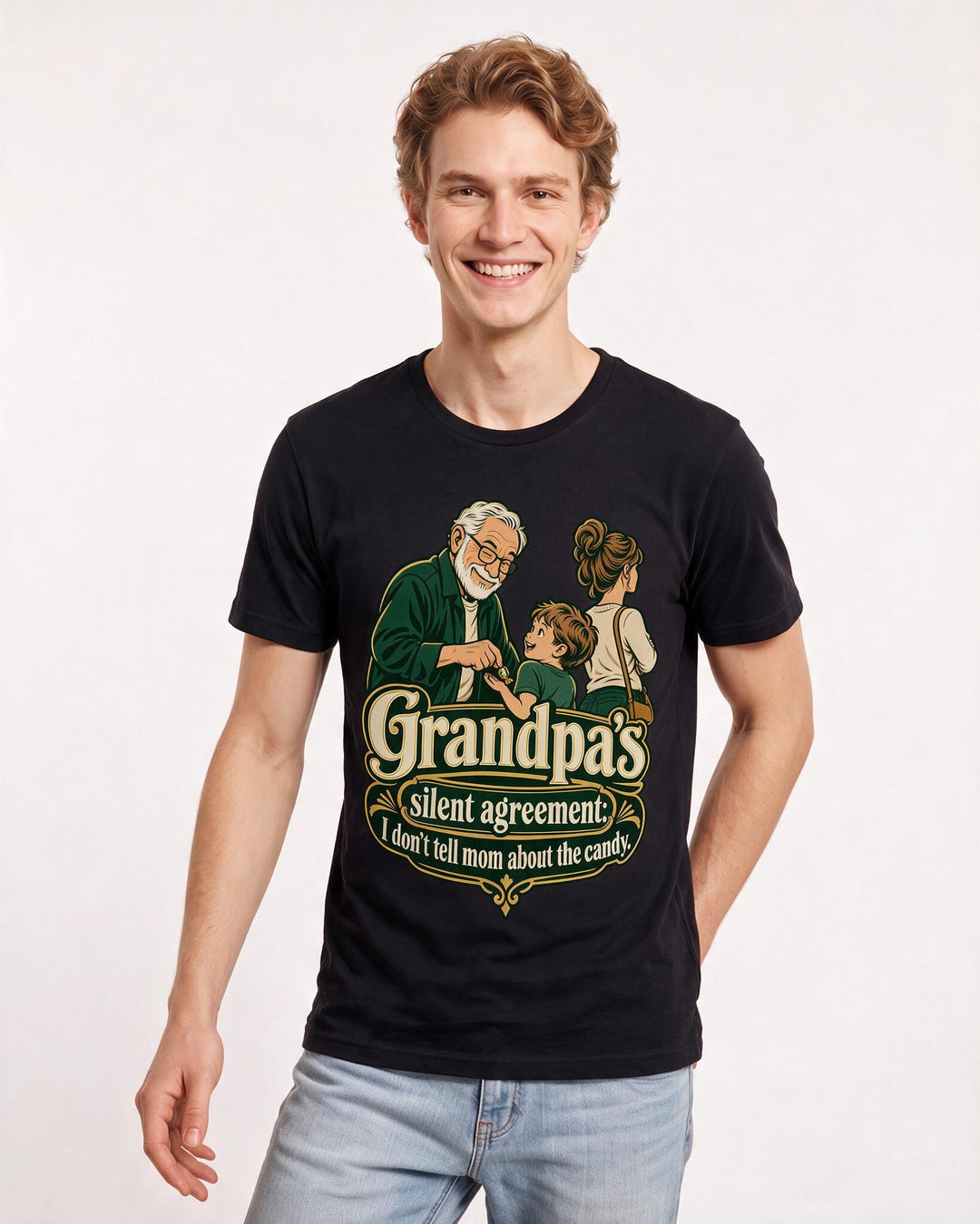 Grandparent Black T-Shirt for Men – Everyday Expression Graphic Tee product image 1