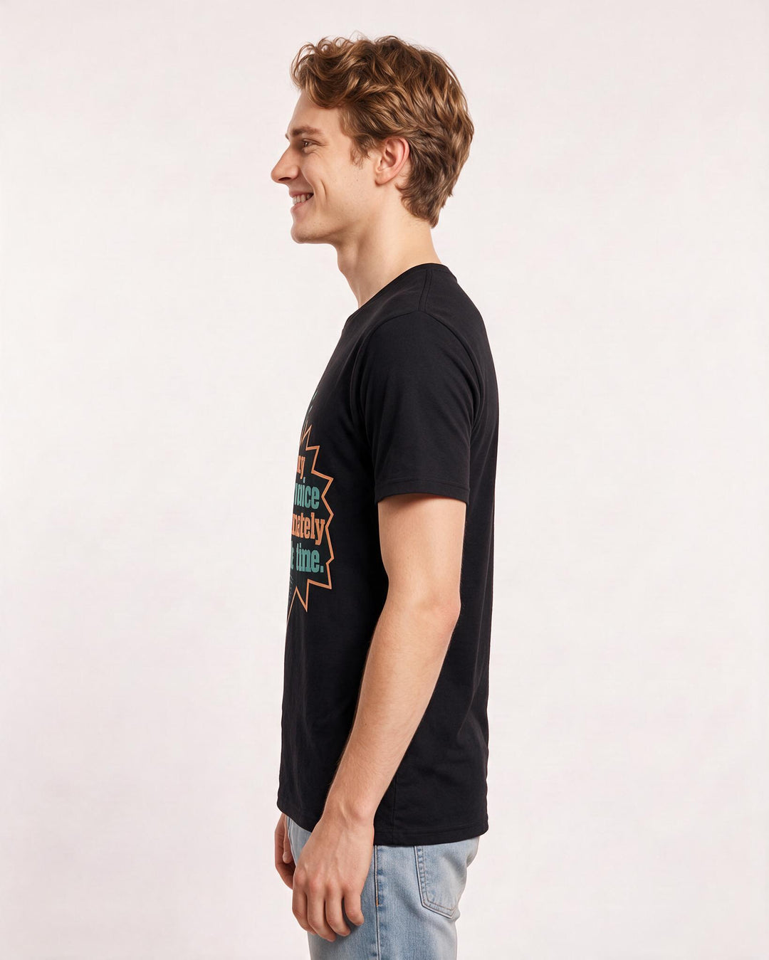 Graphic Men's Black T-Shirt - I use my indoor voice approximately 0% product image 2