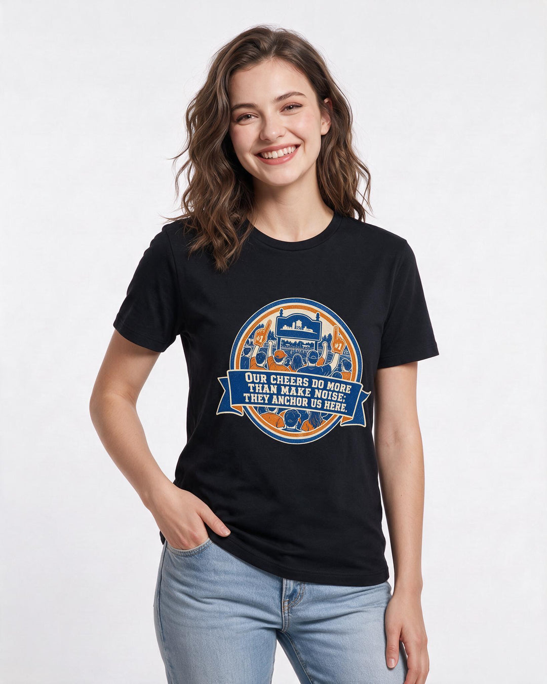 Patriotic Women's Black T-Shirt – Our cheers do more than make noise; product image 3