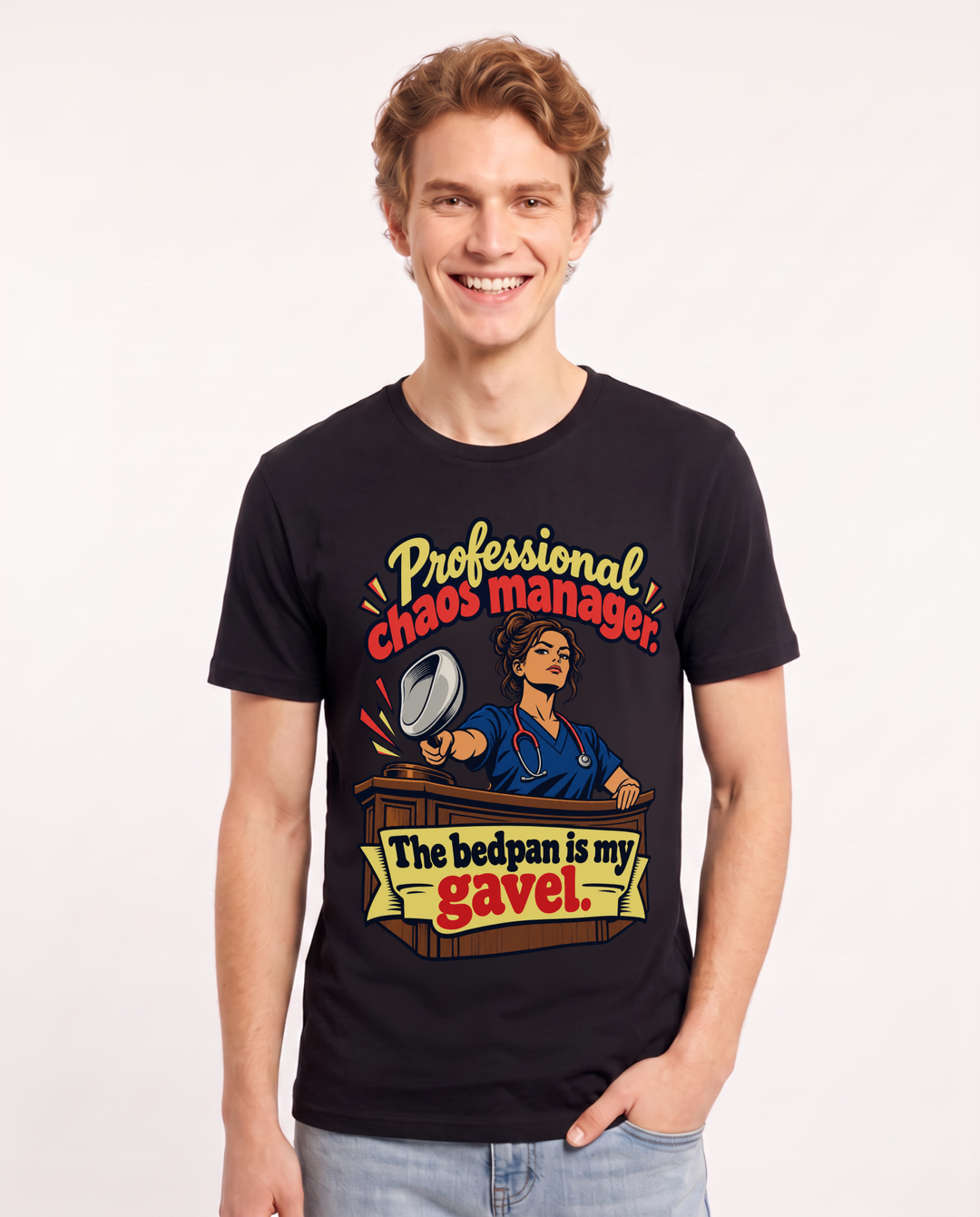 Nurse Black T-Shirt for Men – Nursing Life Graphic Tee product image 3