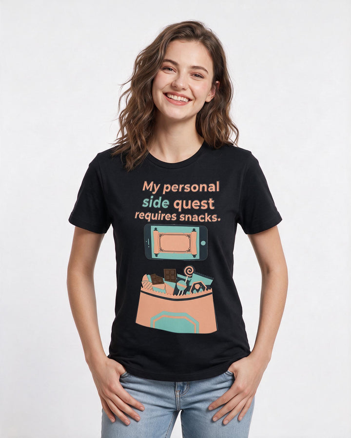 Gaming Women's Black T-Shirt – My personal side quest requires product image 3