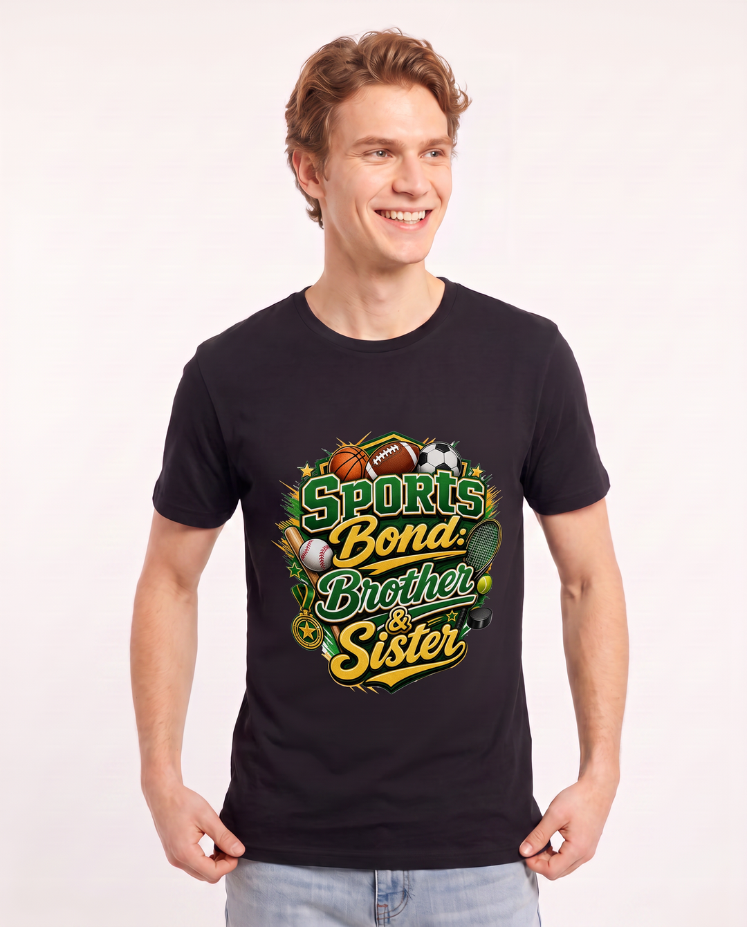 Sports Bond: Brother & Sister Men's Black T-Shirt product image 1