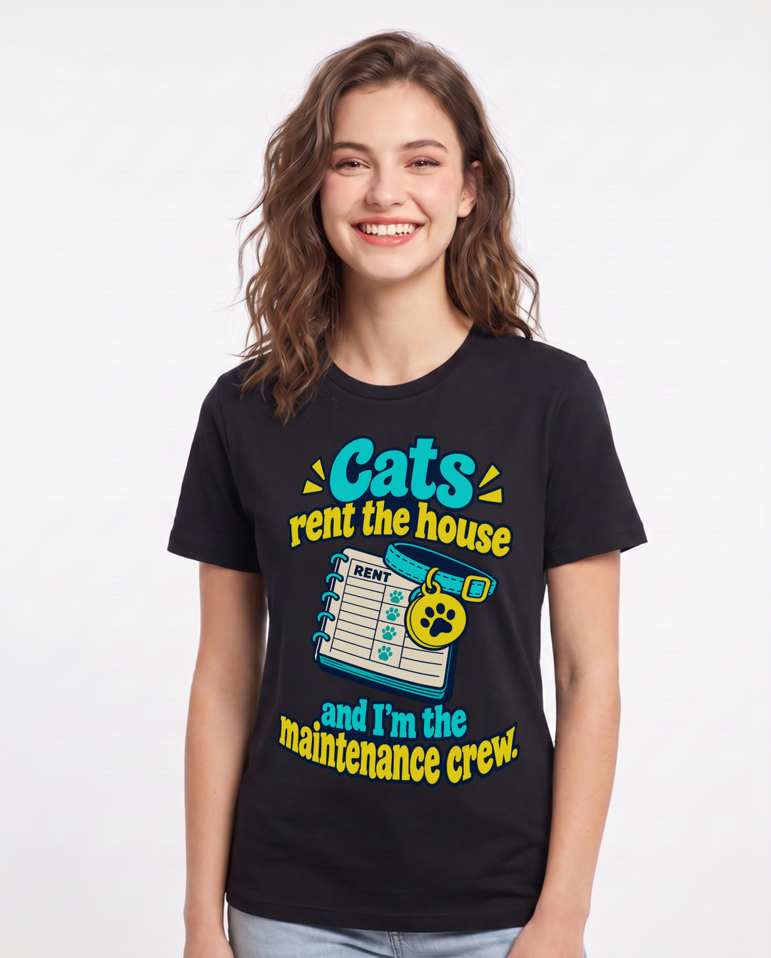 Cat Lover Black T-Shirt for Women – Everyday Expression Graphic Tee product image 3