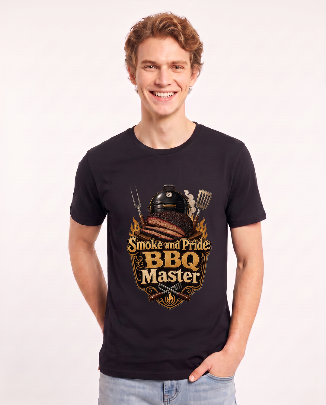 Smoke and Pride: BBQ Master Men's Black T-Shirt product image 1