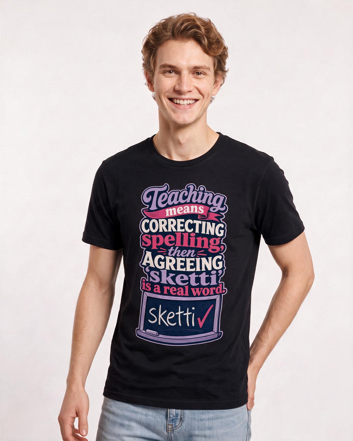 Teacher Black T-Shirt for Men – Everyday Expression Graphic Tee product image 3