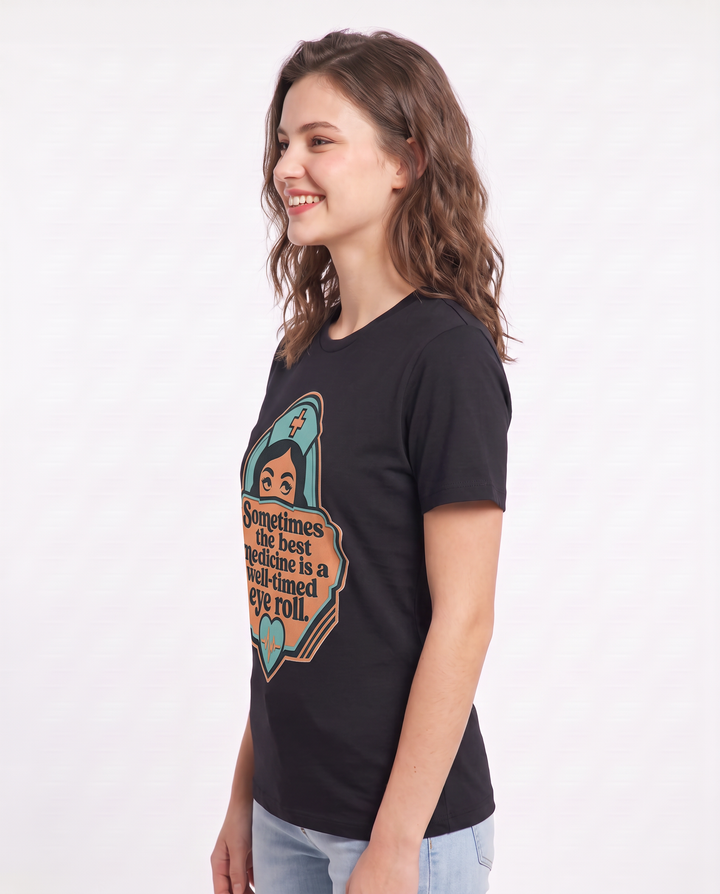 Nurse Gift Women's Black T-Shirt - Sometimes the best medicine is a product image 2