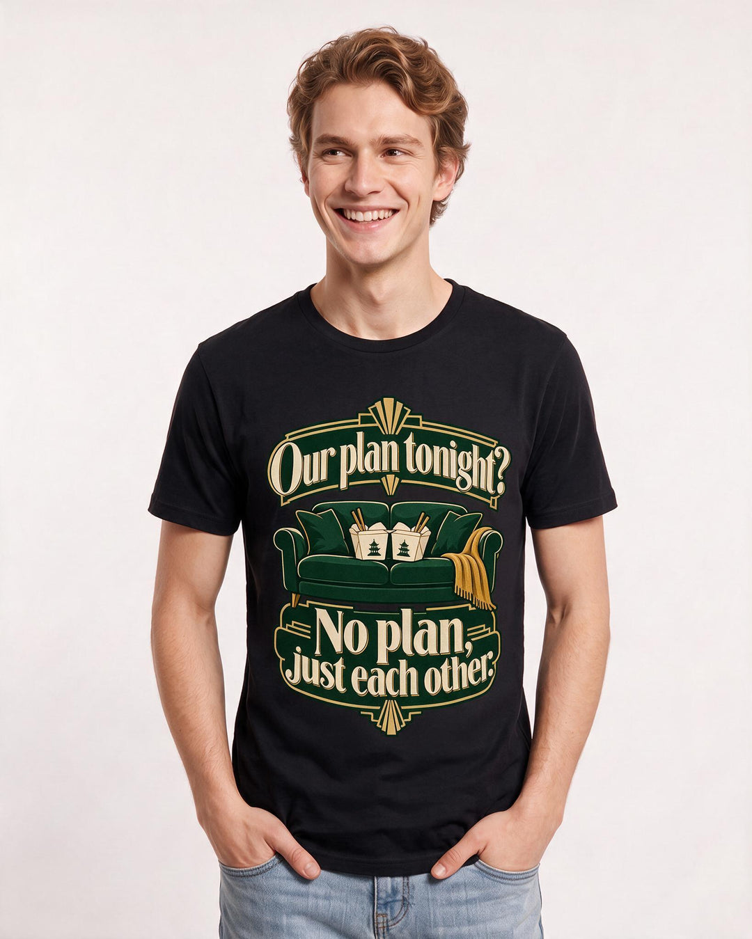 Couples Black T-Shirt for Men – Everyday Expression Graphic Tee product image 1
