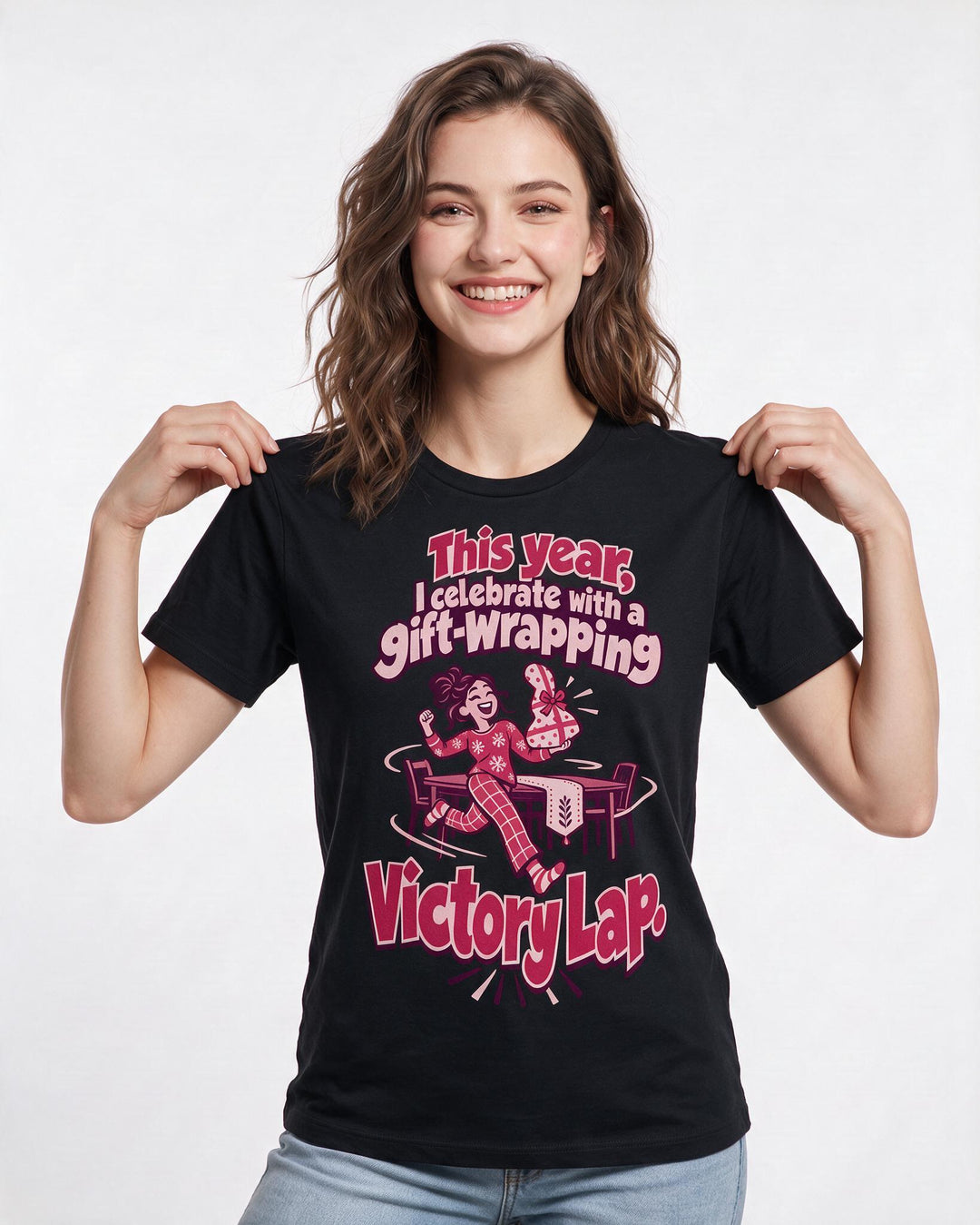 Christmas Black T-Shirt for Women – Holiday Theme Graphic Tee product image 1