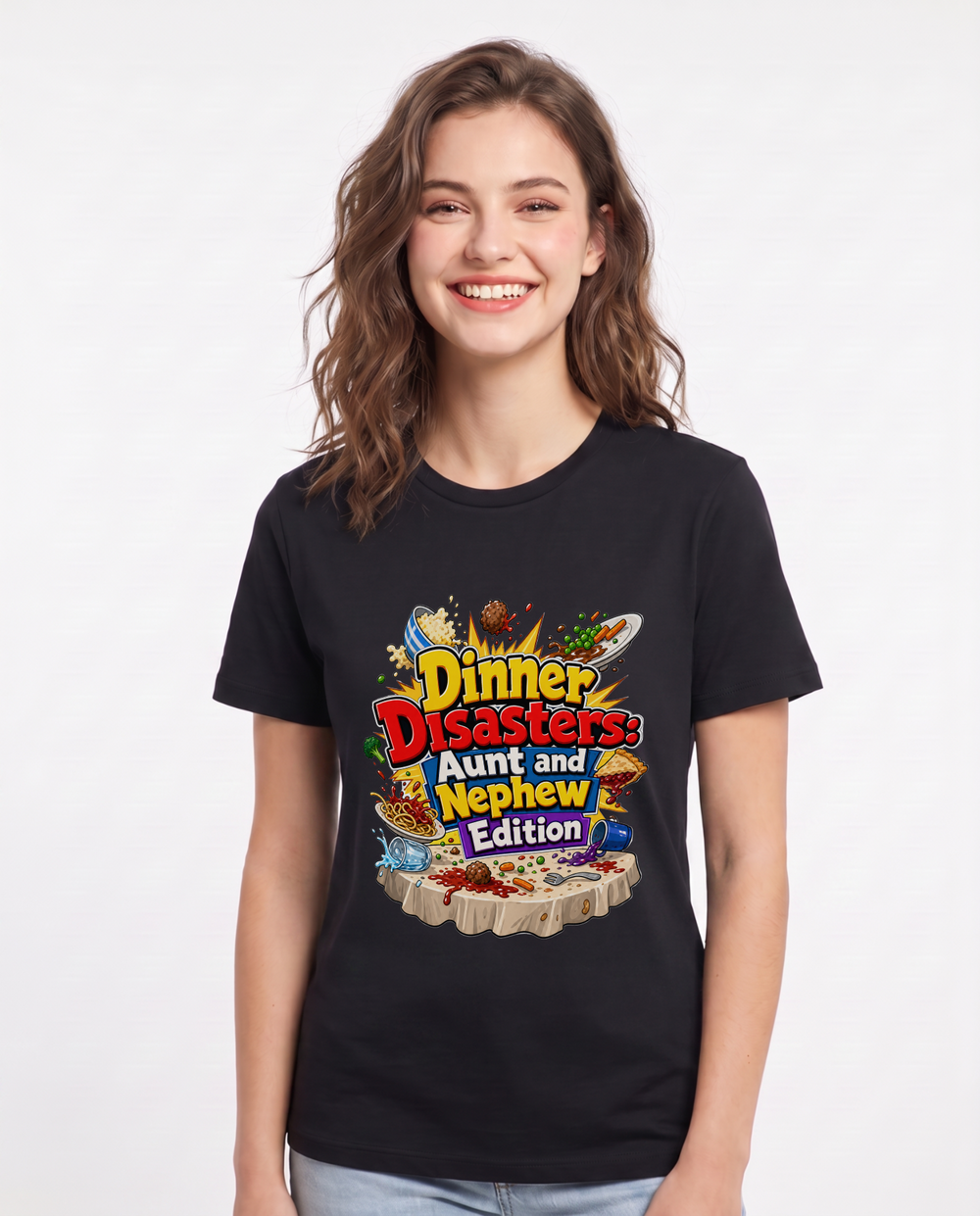 Dinner Disasters: Aunt and Nephew Edition Women's Black T-Shirt product image 2