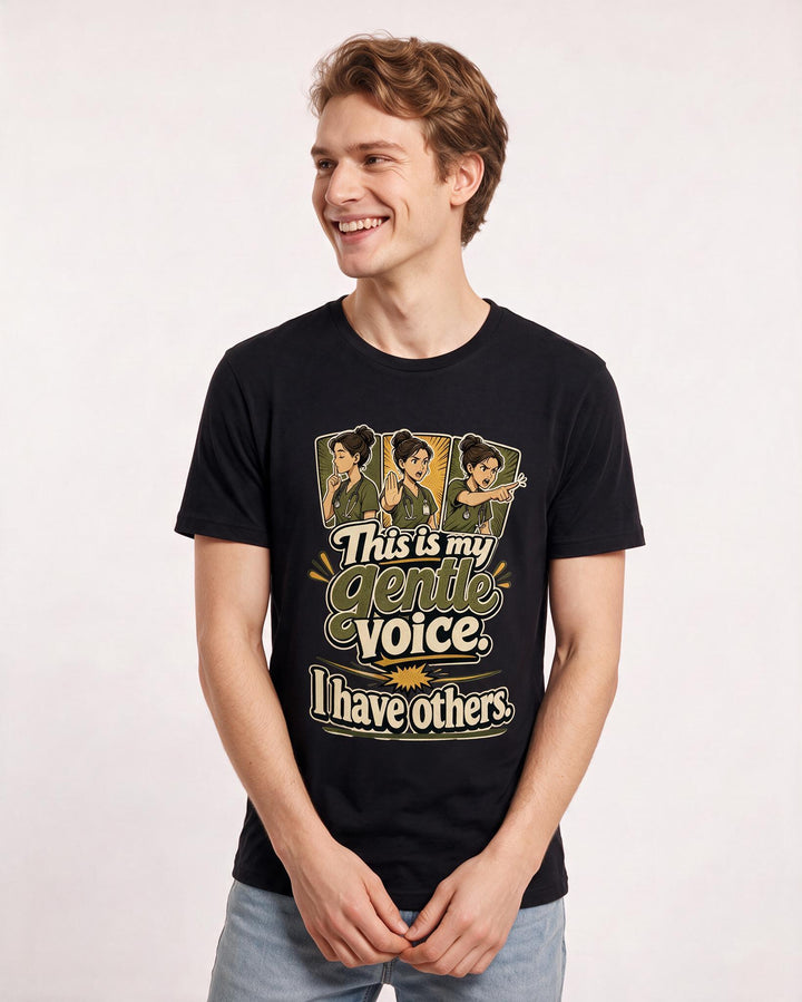 Nurse Men's Black T-Shirt – This is my gentle voice. I have others. product image 3