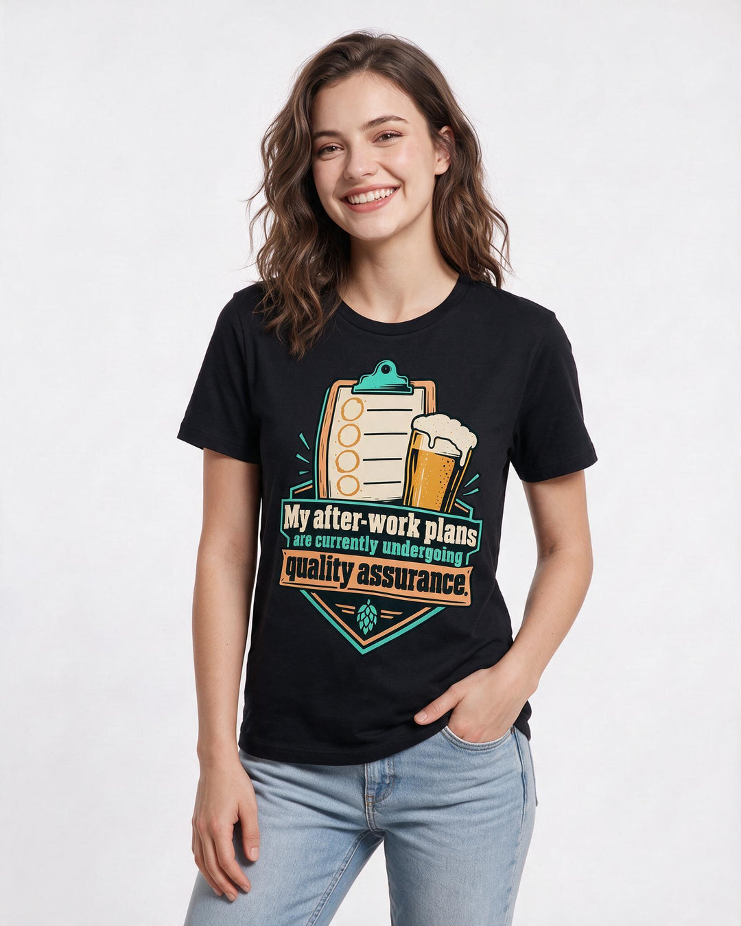 Beer Black T-Shirt for Women – Everyday Expression Graphic Tee product image 1