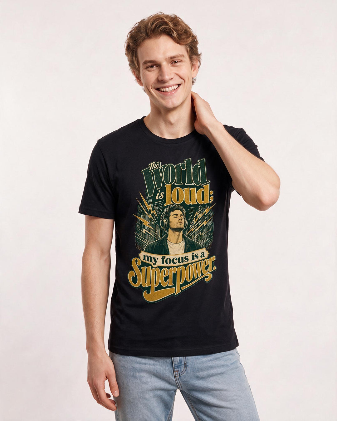Neurodiversity Black T-Shirt for Men – Everyday Expression Graphic Tee product image 3