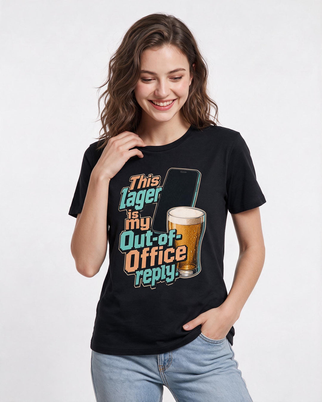 Beer Black T-Shirt for Women – Everyday Expression Graphic Tee product image 1