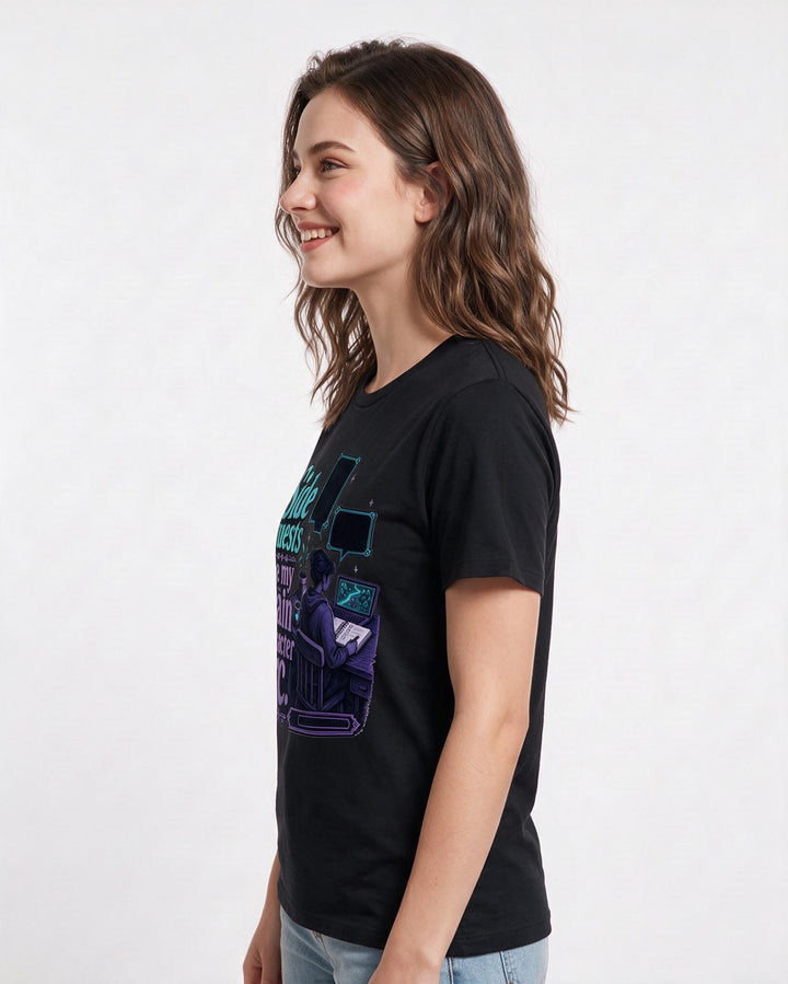 Gaming Women's Black T-Shirt – Side quests are my main character arc. product image 2