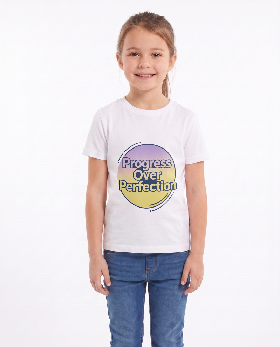 Progress Over Perfection White T-Shirt mockup 1