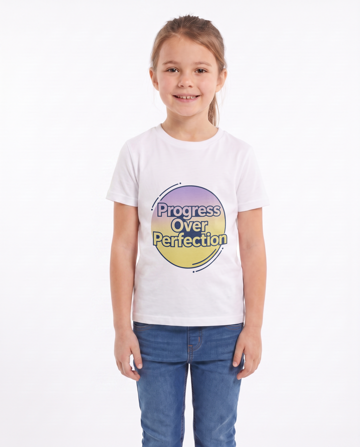 Progress Over Perfection White T-Shirt mockup 1