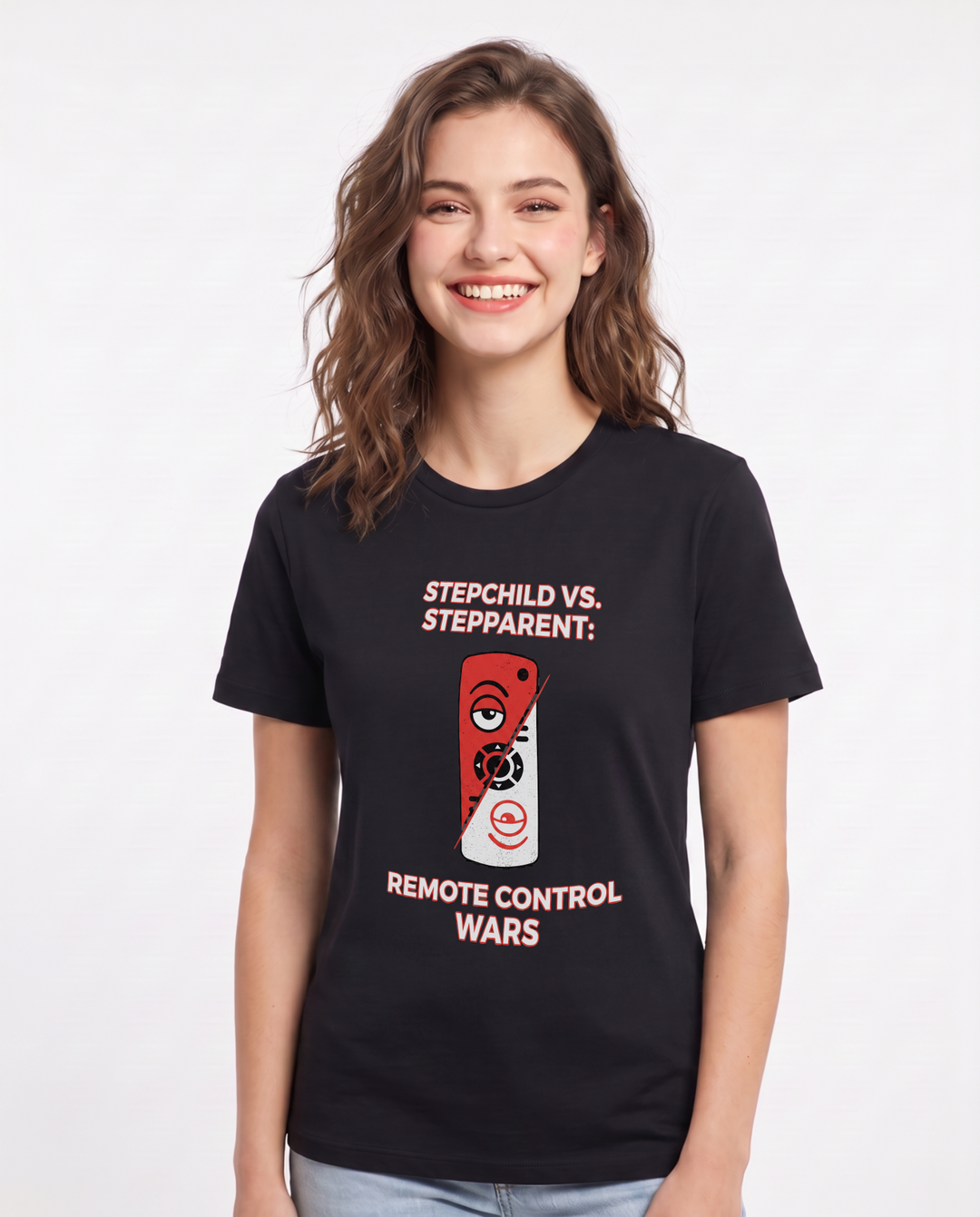 Stepchild vs. Stepparent: Remote Control Wars Women's Black T-Shirt product image 2