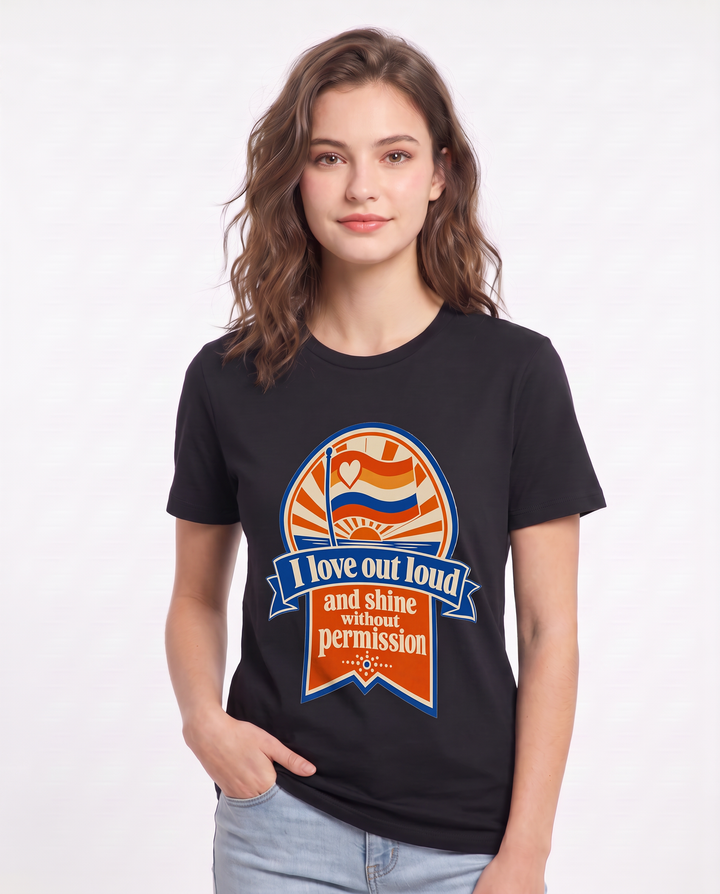 I love out loud and shine without permission - Women's Black T-Shirt product image 1