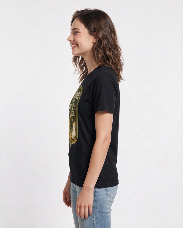 Funny Halloween Women's Black T-Shirt – Ghosted by the last slice of pizza. product image 2