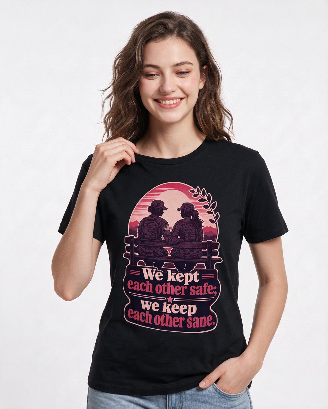 Veteran Women's Black T-Shirt – We kept each other safe; we keep each other sane. product image 3