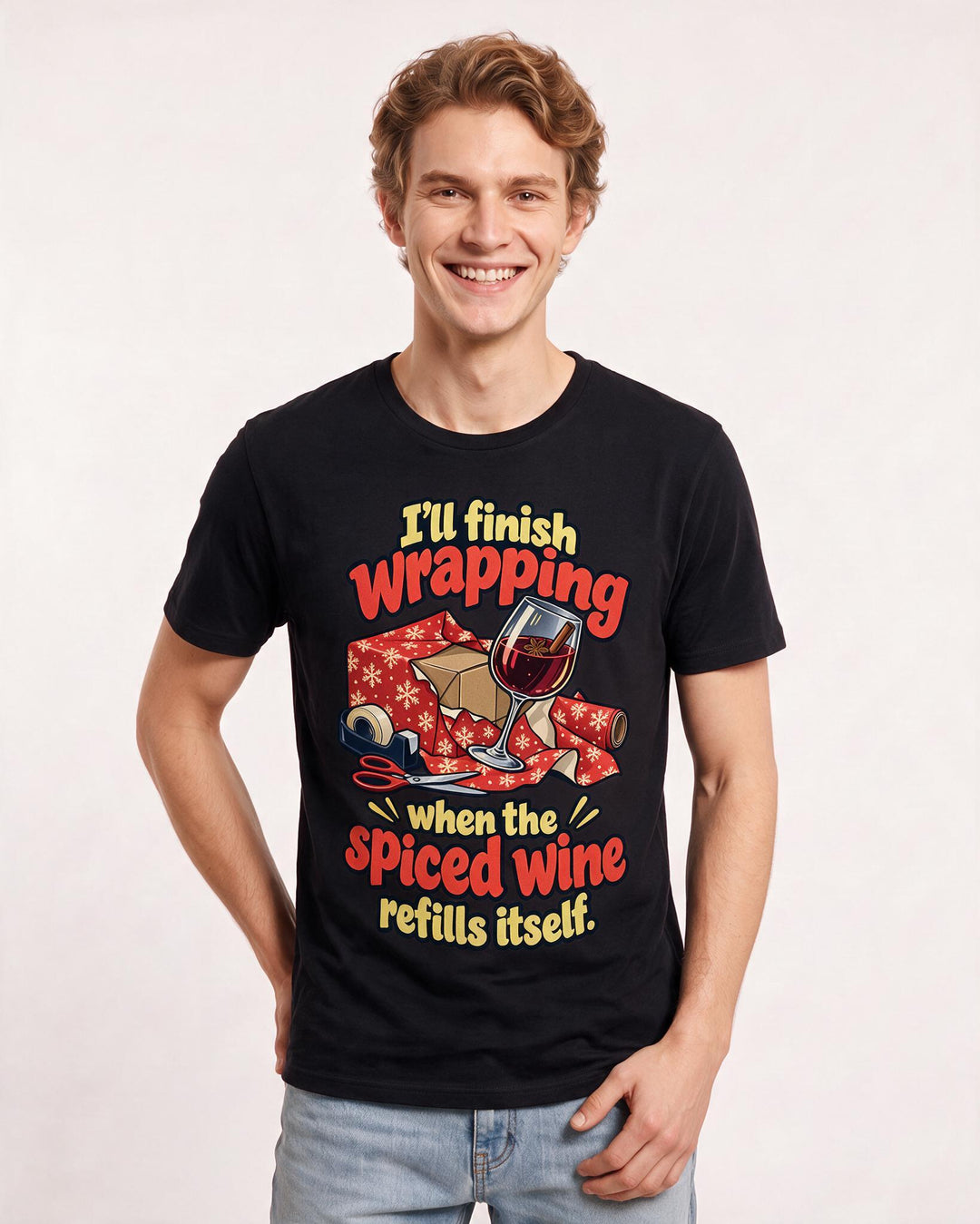 Christmas Black T-Shirt for Men – Holiday Theme Graphic Tee product image 1