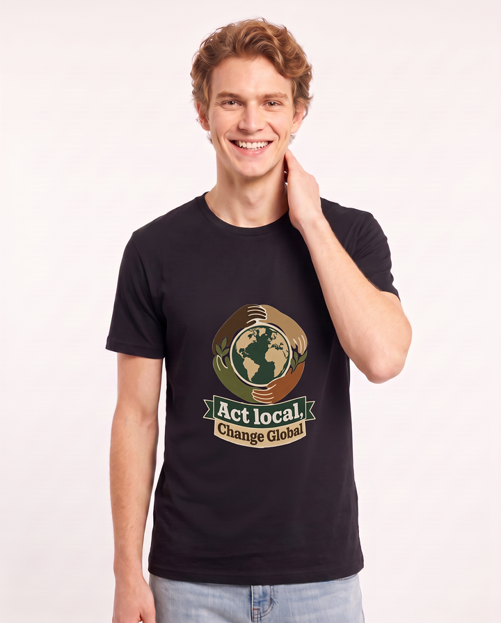 Act Local, Change Global Men's Black T-Shirt product image 1