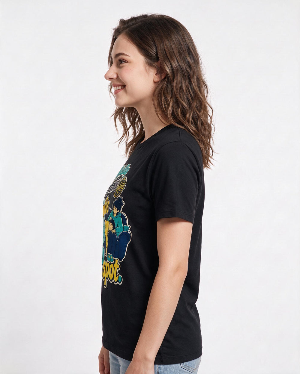Funny Couples Women's Black T-Shirt – Officially certified as the world's best nap spot. product image 2