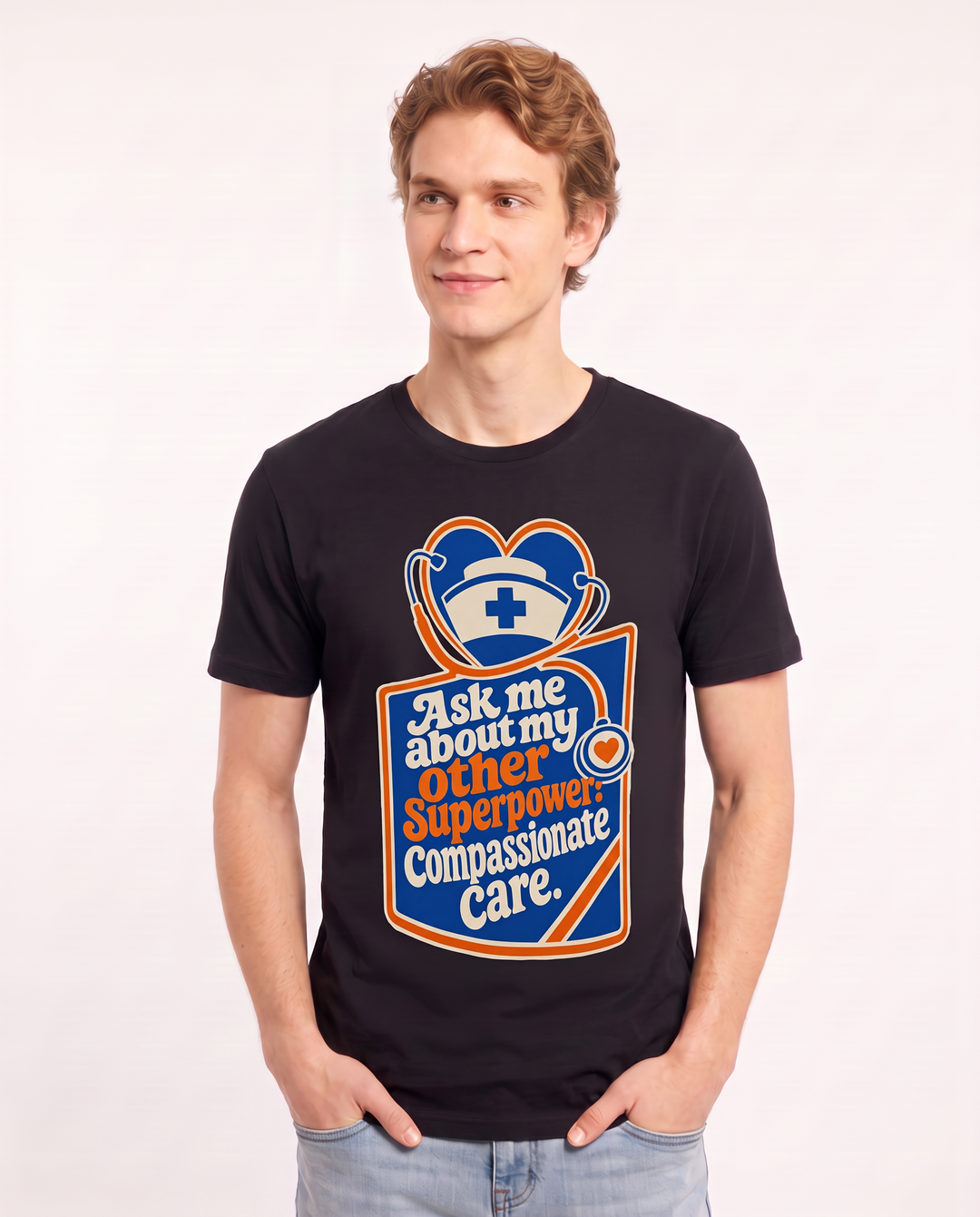 Nurse Gift Men's Black T-Shirt - Ask me about my other superpower: product image 3