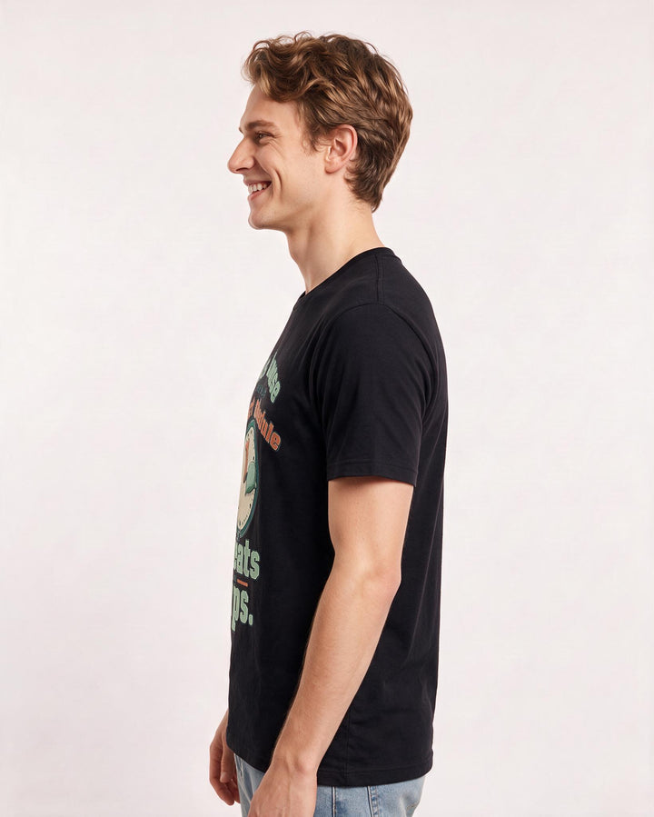 Cat Lover Black T-Shirt for Men – Everyday Expression Graphic Tee product image 2