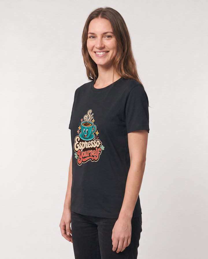 Espresso Yourself Black T-Shirt mockup 2