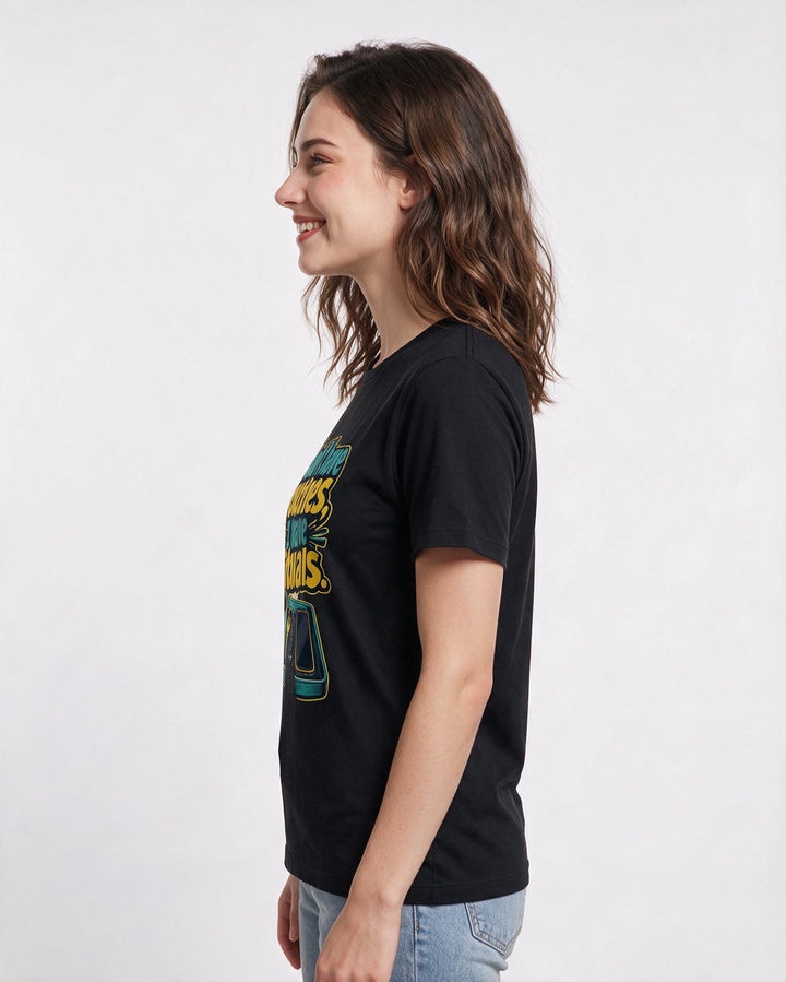 Neurodiversity Women's Black T-Shirt – I don't have routines, I have rituals. product image 2