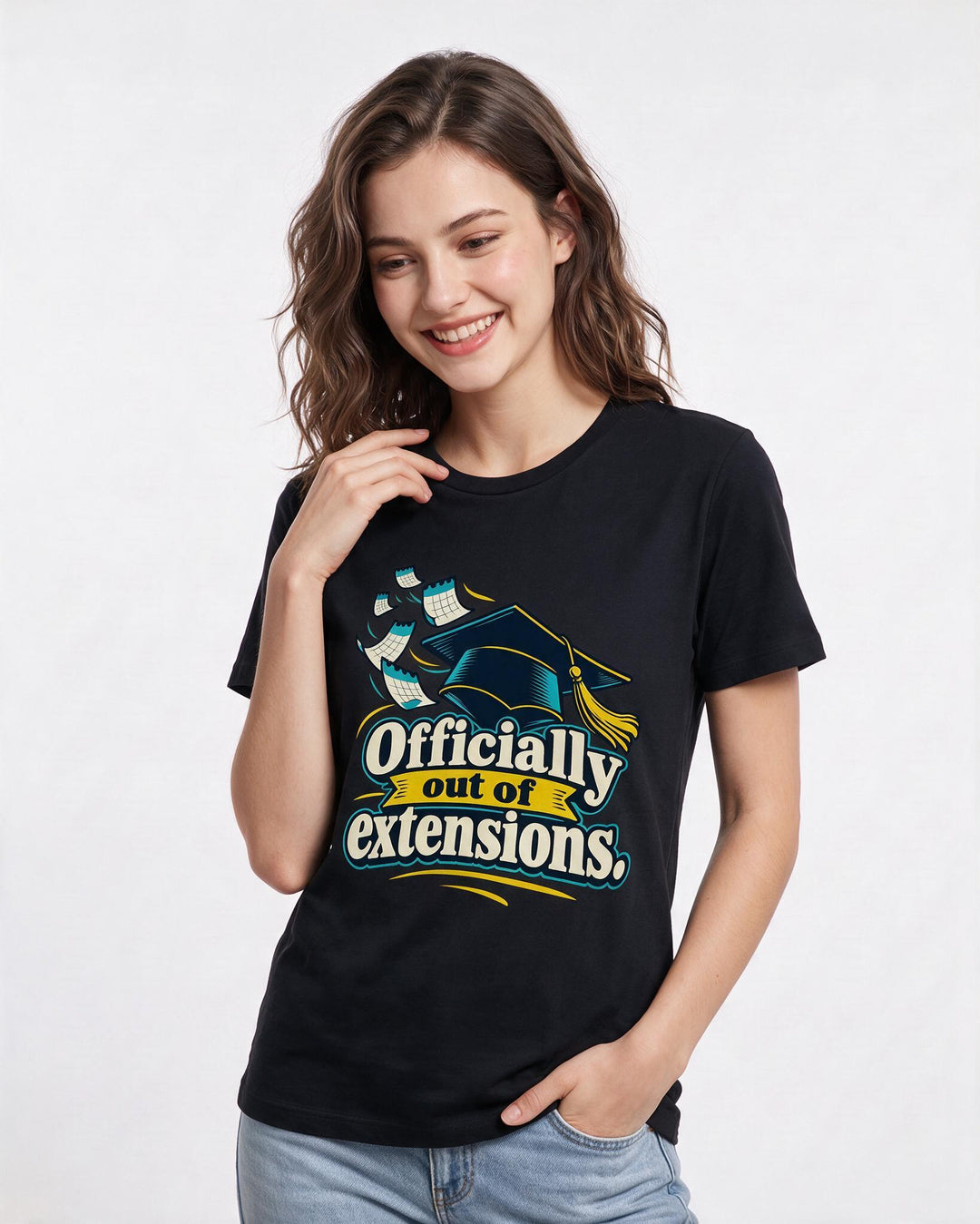 Graduation Black T-Shirt for Women – Everyday Expression Graphic Tee product image 1