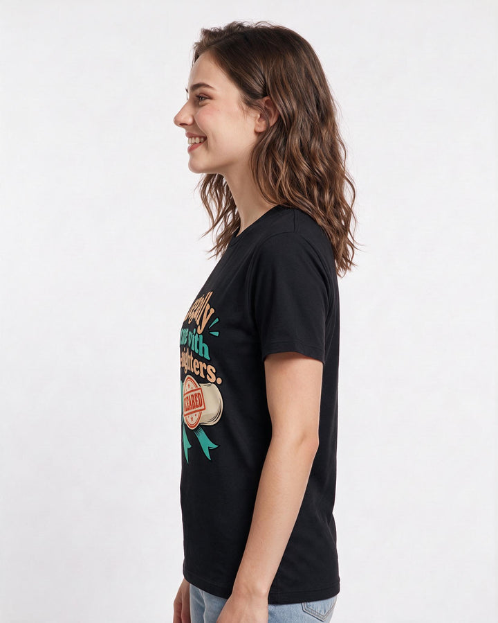 Graduation Black T-Shirt for Women – Everyday Expression Graphic Tee product image 2
