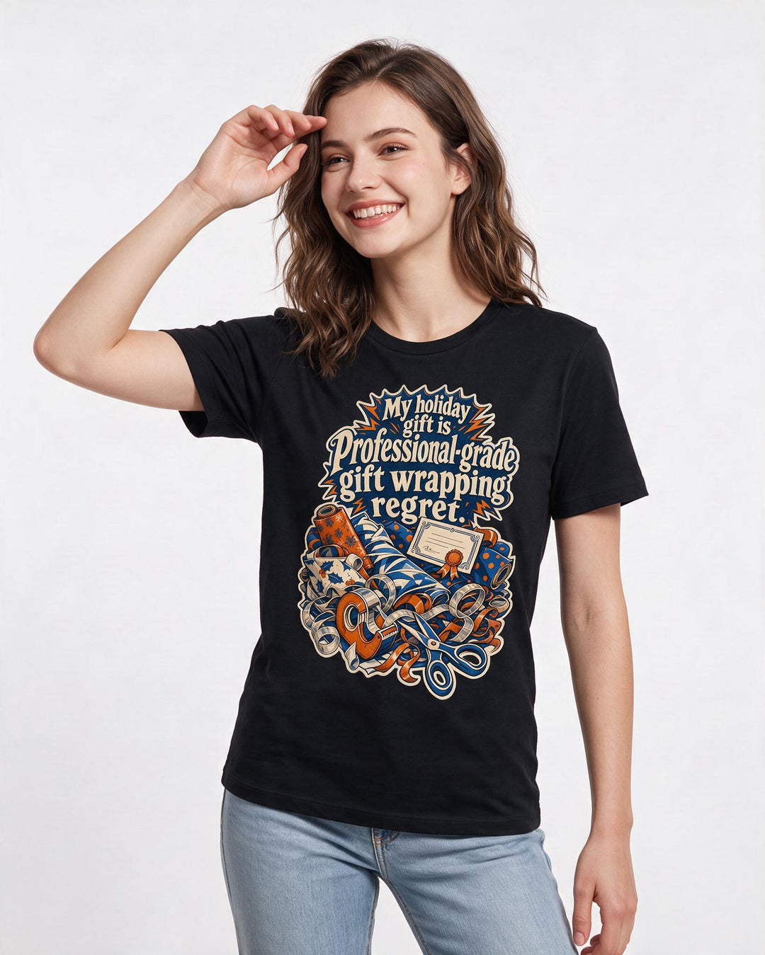 Christmas Black T-Shirt for Women – Holiday Theme Graphic Tee product image 3