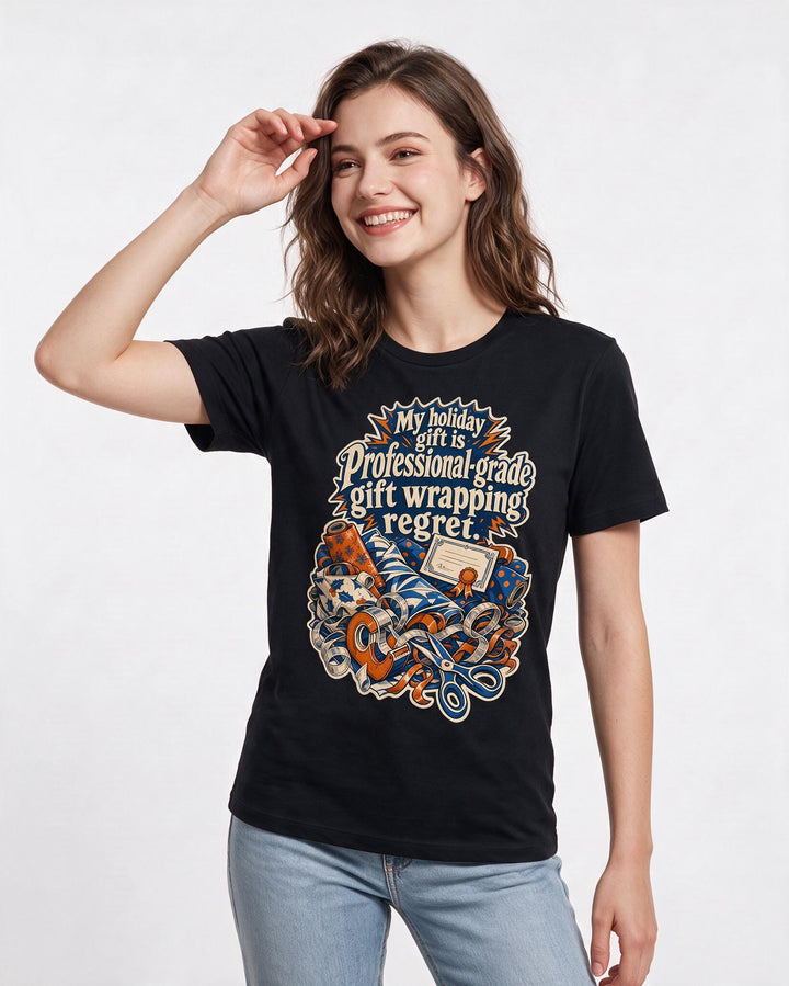 Christmas Black T-Shirt for Women – Holiday Theme Graphic Tee product image 3