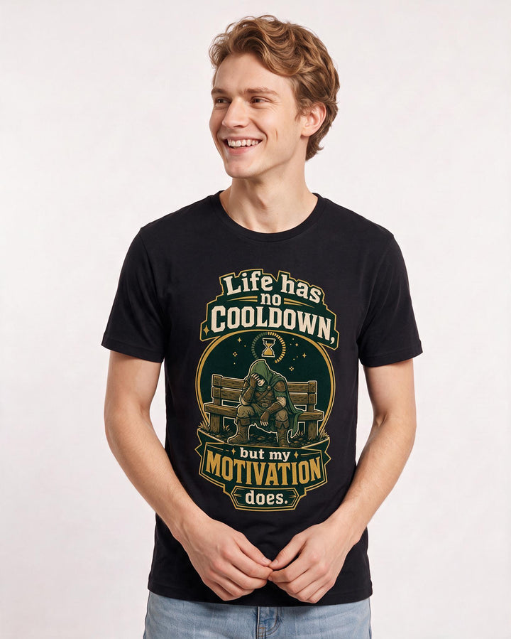 Gaming Men's Black T-Shirt – Life has no cooldown, but my motivation does. product image 3