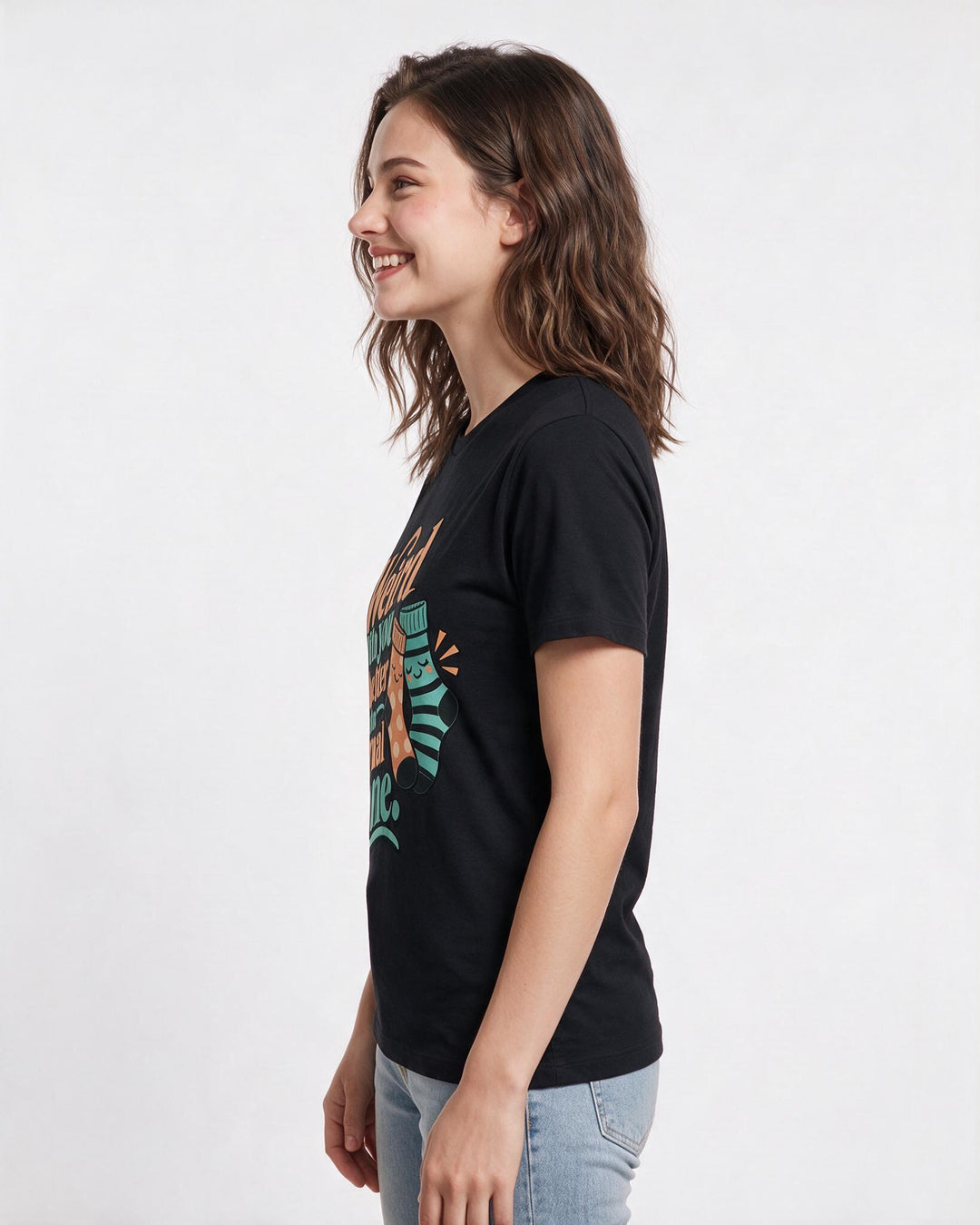 Couples Black T-Shirt for Women – Everyday Expression Graphic Tee product image 2