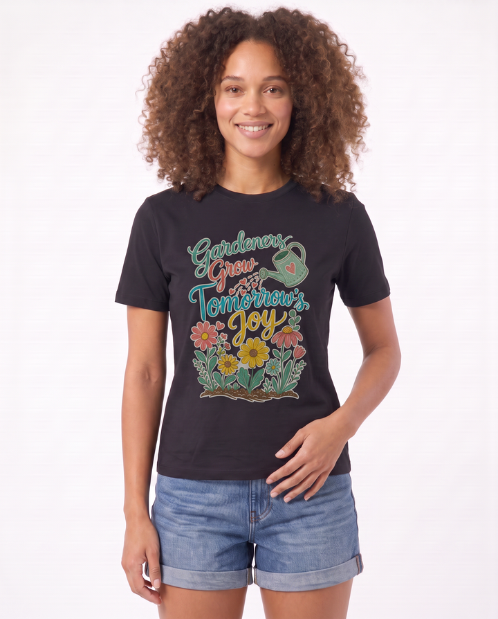 Gardeners Grow Tomorrow’s Joy Black T-Shirt mockup 3