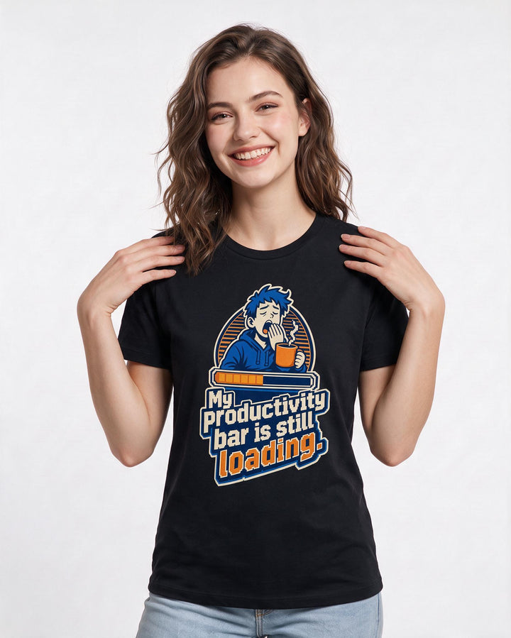 Funny Gaming Women's Black T-Shirt – My productivity bar is still loading. product image 3