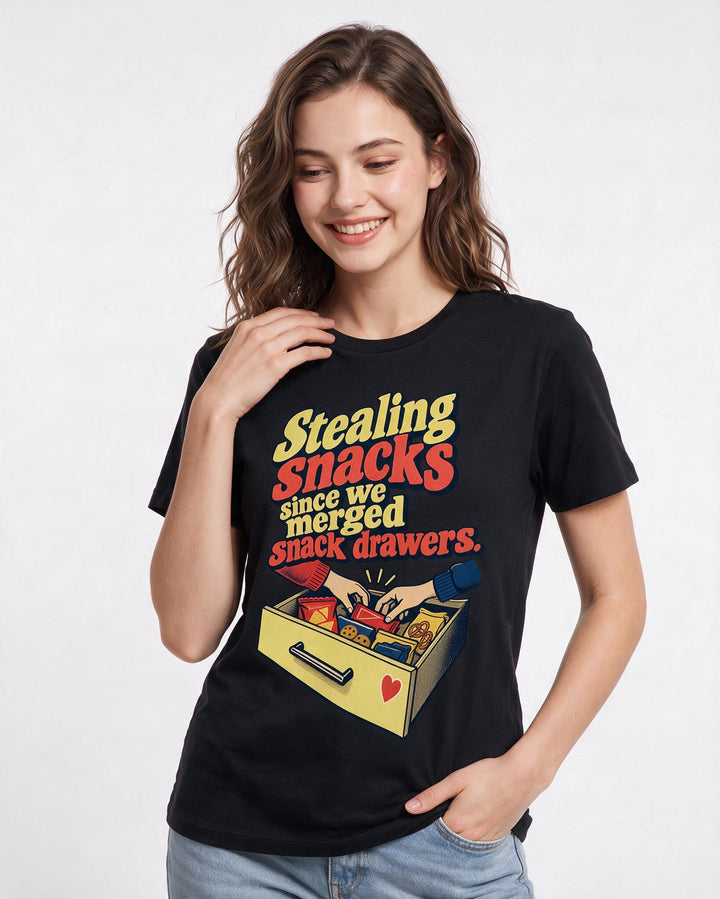 Couples Black T-Shirt for Women – Everyday Expression Graphic Tee product image 1