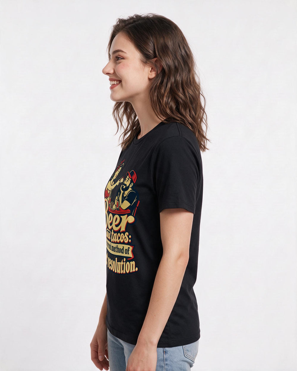 Beer Black T-Shirt for Women – Everyday Expression Graphic Tee product image 2