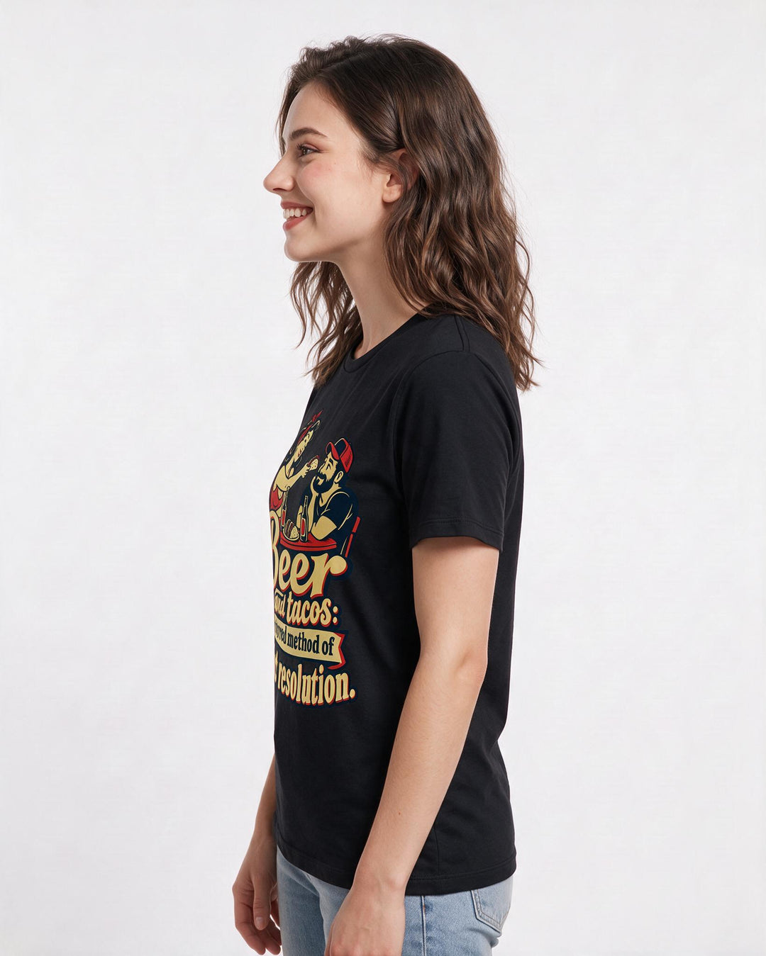 Beer Black T-Shirt for Women – Everyday Expression Graphic Tee product image 2