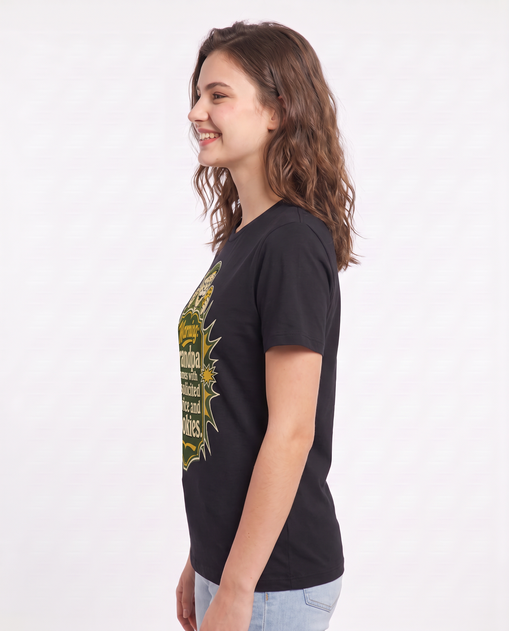 Graphic Women's Black T-Shirt - Warning: Grandpa comes with product image 2