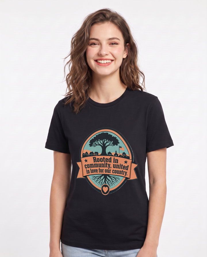 Rooted in community, united in love for our country. - Women's Black T-Shirt product image 2